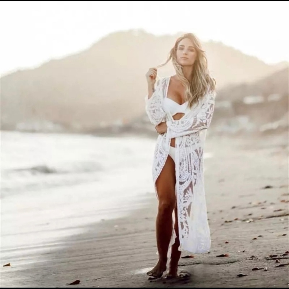 Open Lace Kimono Duster